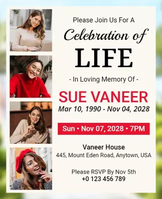 Elegant Floral Tribute Celebration of Life Flyer Template