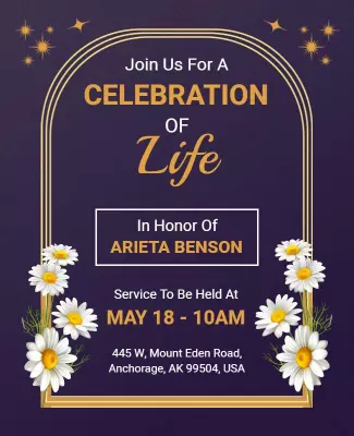 Elegant Purple Floral Celebration of Life Flyer Template