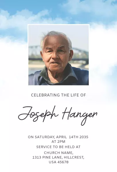 Celebration of Life Memorial Service Tribute Invitation Template