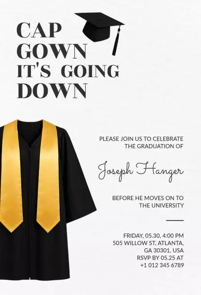 Celebratory Black Gold Graduation Ceremony Invitation Template
