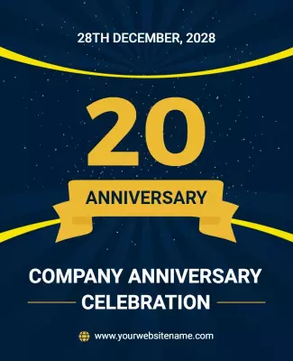 Celebratory Blue 20th Company Anniversary Celebration Poster Template