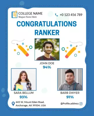 Celebratory Blue Academic Achievement Recognition Poster Template