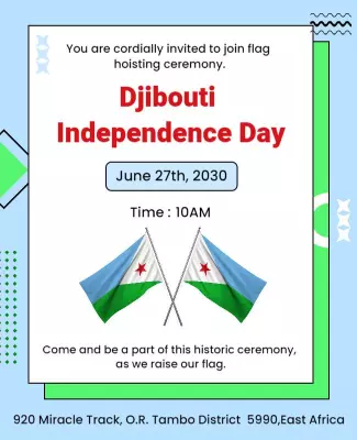 Celebratory Blue Djibouti Independence Day Invitation Poster Template