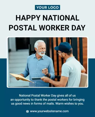 Celebratory Blue National Postal Worker Day Appreciation Poster Template