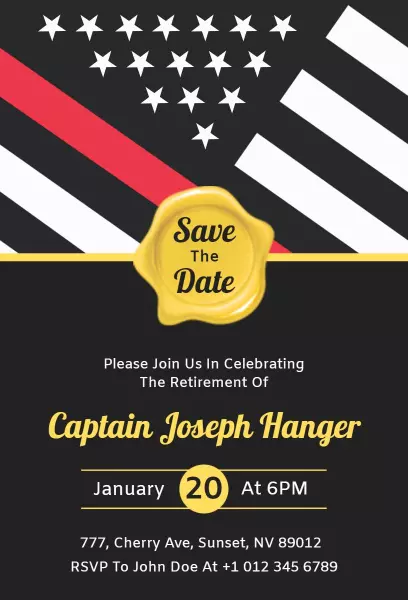 Celebratory Captain Military Retirement Party Invitation Template