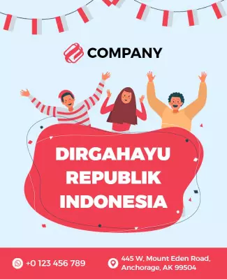 Celebratory Colorful Indonesian Independence Day Poster Template