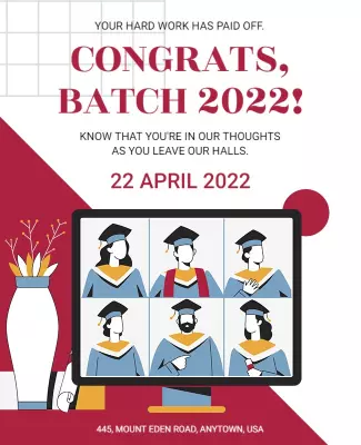 Celebratory Graduates Online Ceremony Event Poster Template