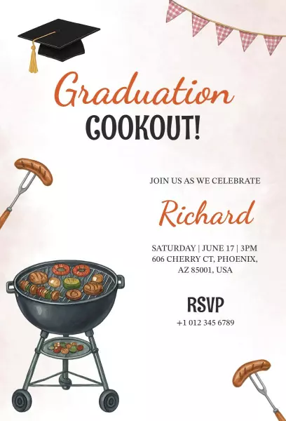 Celebratory Graduation Cookout Family Gathering Invitation Template