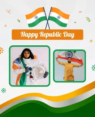 Celebratory Green and Orange Republic Day Commemoration Poster Template