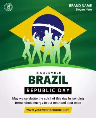 Celebratory Green Brazil Republic Day Poster Template