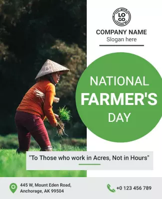 Celebratory Green National Farmers' Day Appreciation Poster Template