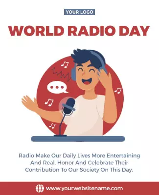 Celebratory Illustration for World Radio Day Poster Template