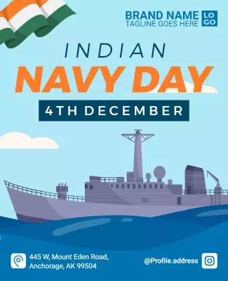 Celebratory Maritime Theme for Indian Navy Day Poster Template