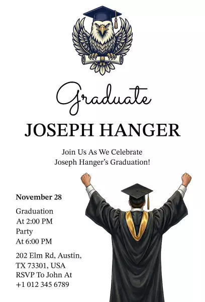 Celebratory Owl Graduation Ceremony Invitation Template