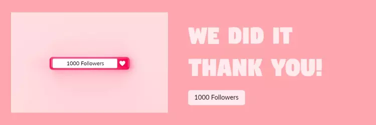 Celebratory Pink Design for 1000 Followers Thank You Twitter Banner Template