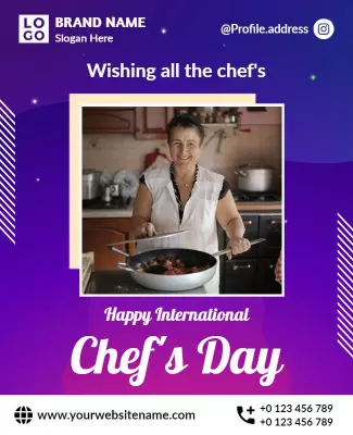 Celebratory Purple International Chef's Day Poster Template