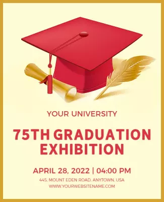 Celebratory Red Graduation Exhibition Event Poster Template