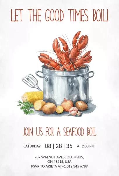 Celebratory Seafood Boil Culinary Feast Event Invitation Template