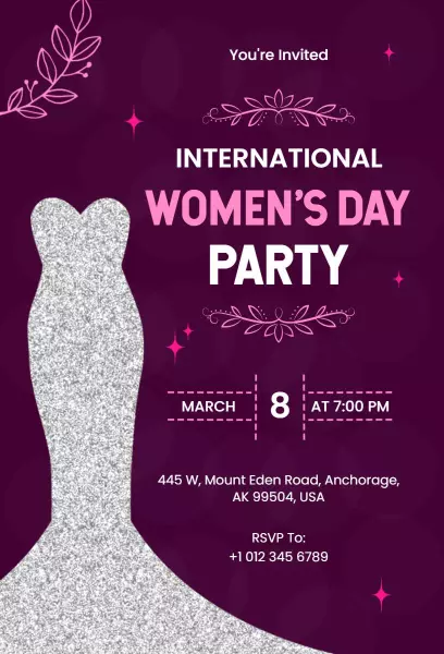 Celebratory Women's Day Party Elegant Invitation Template