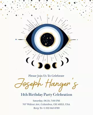 Celestial Eye-Themed 14th Birthday Party Celebration Poster Template