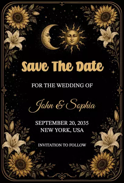 Celestial Floral Save The Date Wedding Invitation Template