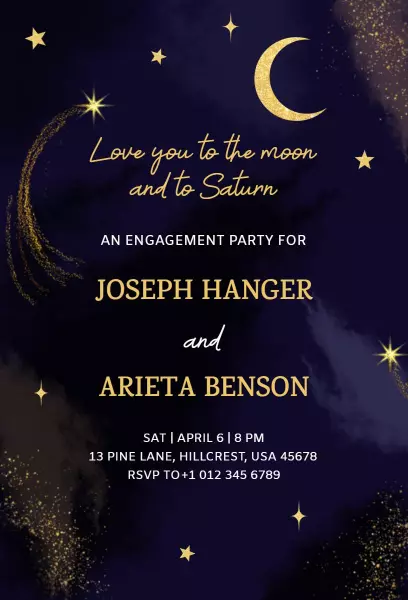 Celestial Moonlight Engagement Celebration Invitation Template