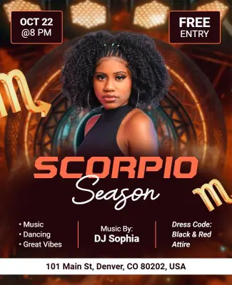 Celestial Scorpio Themed Dance Party Flyer Template