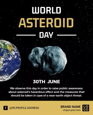 Celestial Themed World Asteroid Day Awareness Poster Template