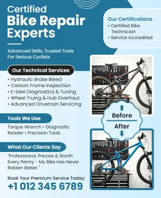 Certified Bike Repair Services Flyer Template