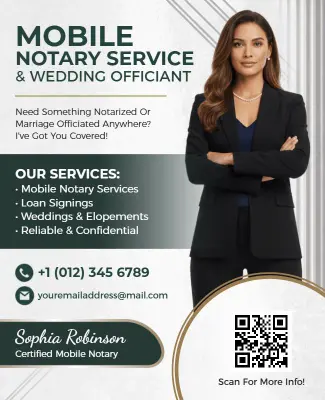 Certified Mobile Notary and Officiant Services Flyer Template