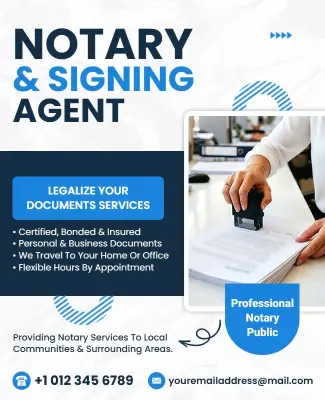 Certified Notary and Signing Agent Poster Template