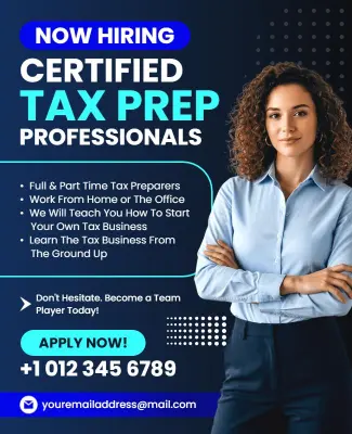 Certified Tax Prep Professionals Job Hiring Flyer Template