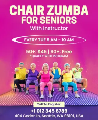 Chair Zumba Fitness Class for Seniors Flyer Template