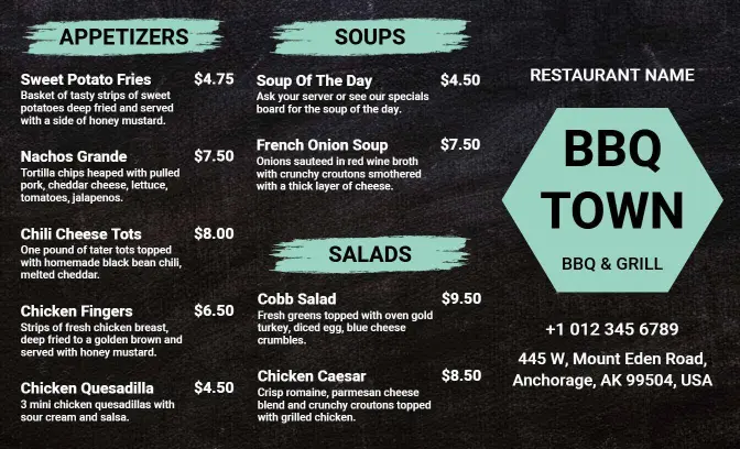 Chalkboard BBQ Restaurant Menu Template