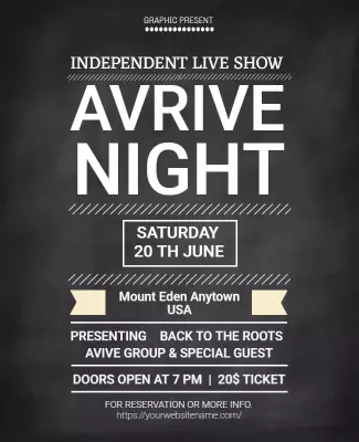 Chalkboard Style Live Music Night Event Poster Template