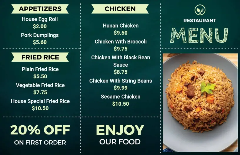 Chalkboard Style Restaurant Menu Template