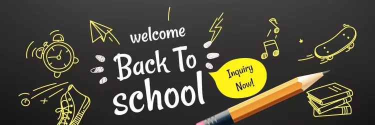 Chalkboard Theme with Fun School Icons and Bright Colors Banner Template