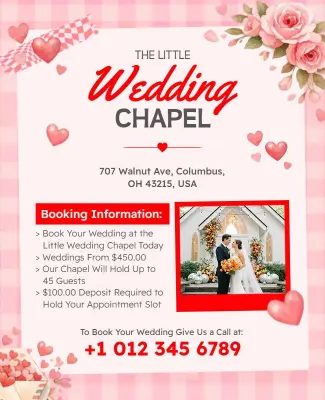 Chapel Wedding Booking Information Flyer Template