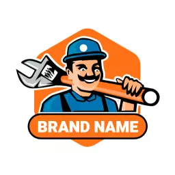Characterful Technician with Tools for Installation Services Logo Template