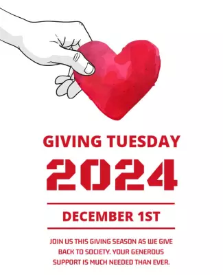 Charitable Giving Heart for Giving Tuesday 2024 Poster Template