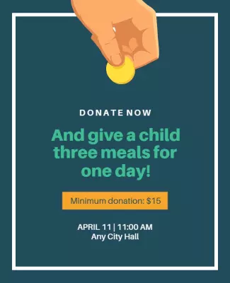 Charitable Green Donation Campaign for Children's Meals Poster Template