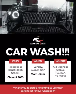 Charity Car Wash Fundraiser Event Flyer Template