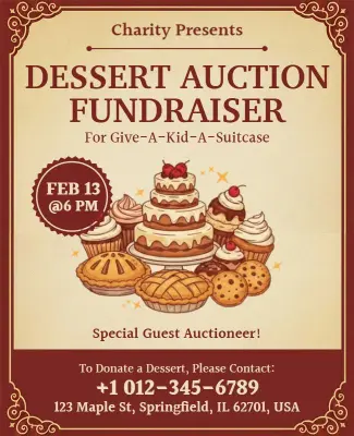 Charity Dessert Auction Fundraiser Flyer Template