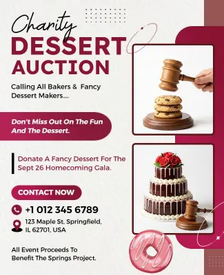 Charity Dessert Auction Fundraising Event Flyer Template
