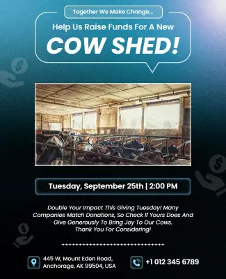Charity Event for Cow Shed Fundraising Flyer Template