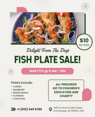 Charity Fish Plate Sale Event Flyer Template
