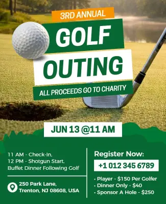 Charity Golf Outing Event Poster Template