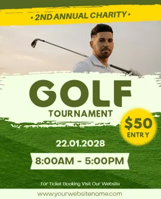 Vibrant Green Charity Golf Tournament Flyer Template