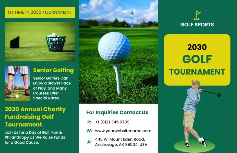 Charity Golf Tournament Fundraiser and Event Packages Brochure Template