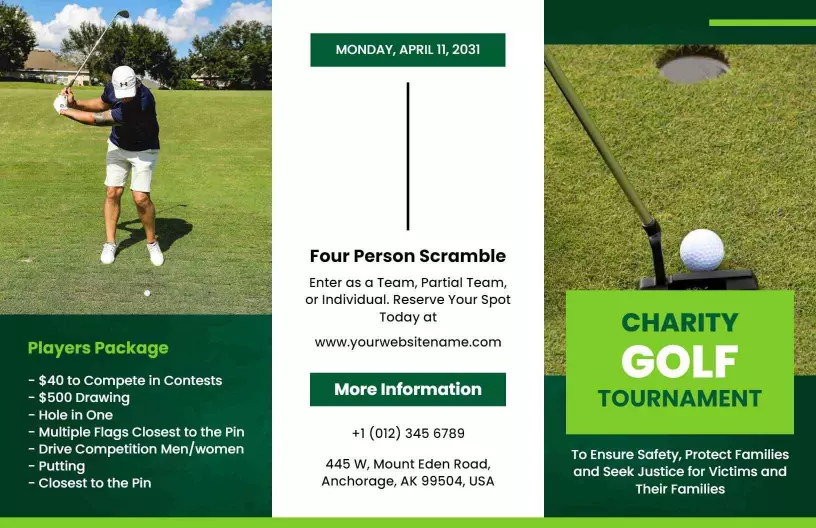 Charity Golf Tournament Fundraiser Scramble Event Brochure Template